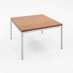 1960s Florence Knoll Side / End Table in Chromed Steel with Walnut Top 27x27x17