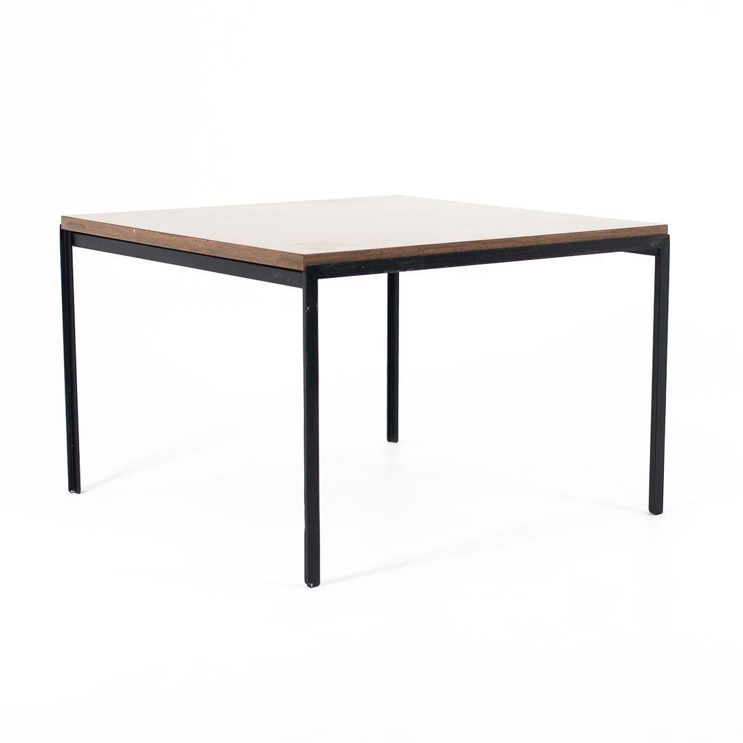 American 1960s Florence Knoll T-Angle Square Coffee Table with Faux Walnut Laminate Top For Sale