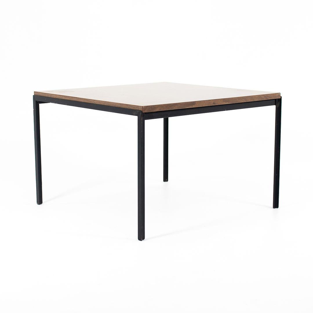 1960s Florence Knoll T-Angle Square Coffee Table with Faux Walnut Laminate Top For Sale 1