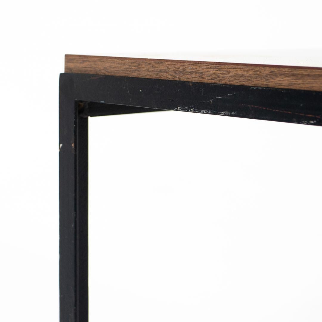 1960s Florence Knoll T-Angle Square Coffee Table with Faux Walnut Laminate Top For Sale 2