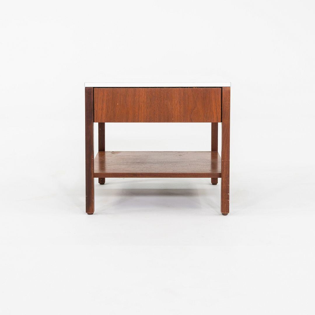 Modern 1960s Florence Knoll Walnut Bedside Table / Cabinet with Laminate Top For Sale