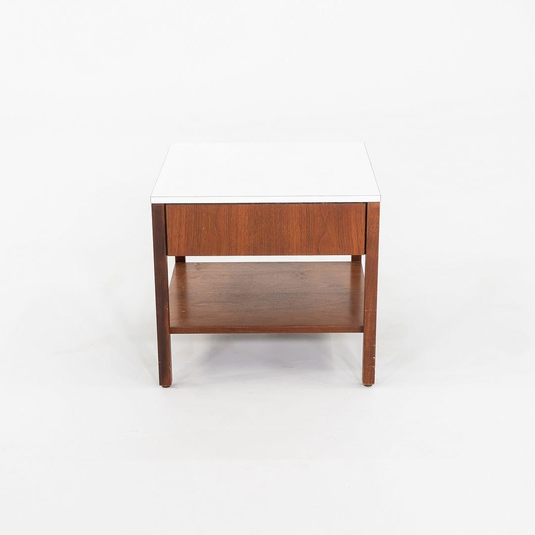 American 1960s Florence Knoll Walnut Bedside Table / Cabinet with Laminate Top For Sale