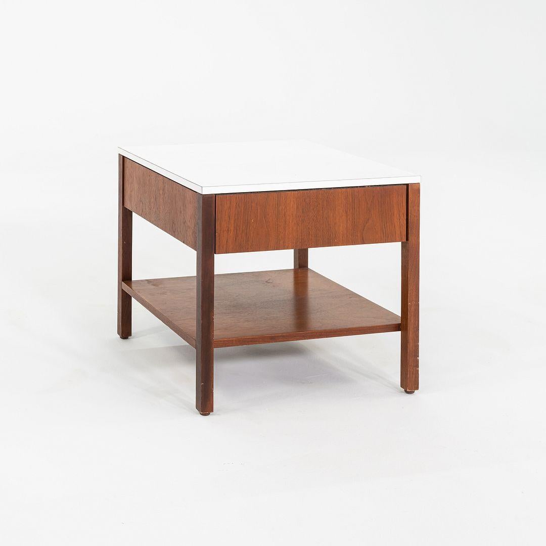 Mid-20th Century 1960s Florence Knoll Walnut Bedside Table / Cabinet with Laminate Top For Sale