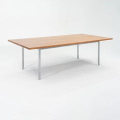 1960s Florence Knoll Walnut Dining / Conference Table Chromed Steel Legs 34x72in