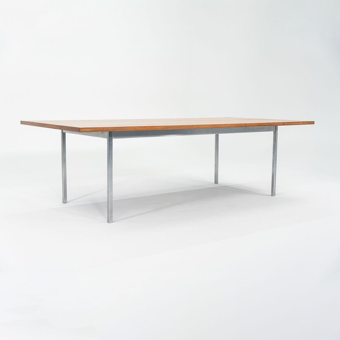 Milieu du XXe siècle 1960s Florence Knoll Walnut Dining / Conference Table Chromed Steel Legs 34x72in en vente