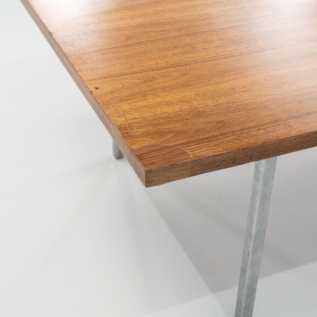 Acier 1960s Florence Knoll Walnut Dining / Conference Table Chromed Steel Legs 34x72in en vente