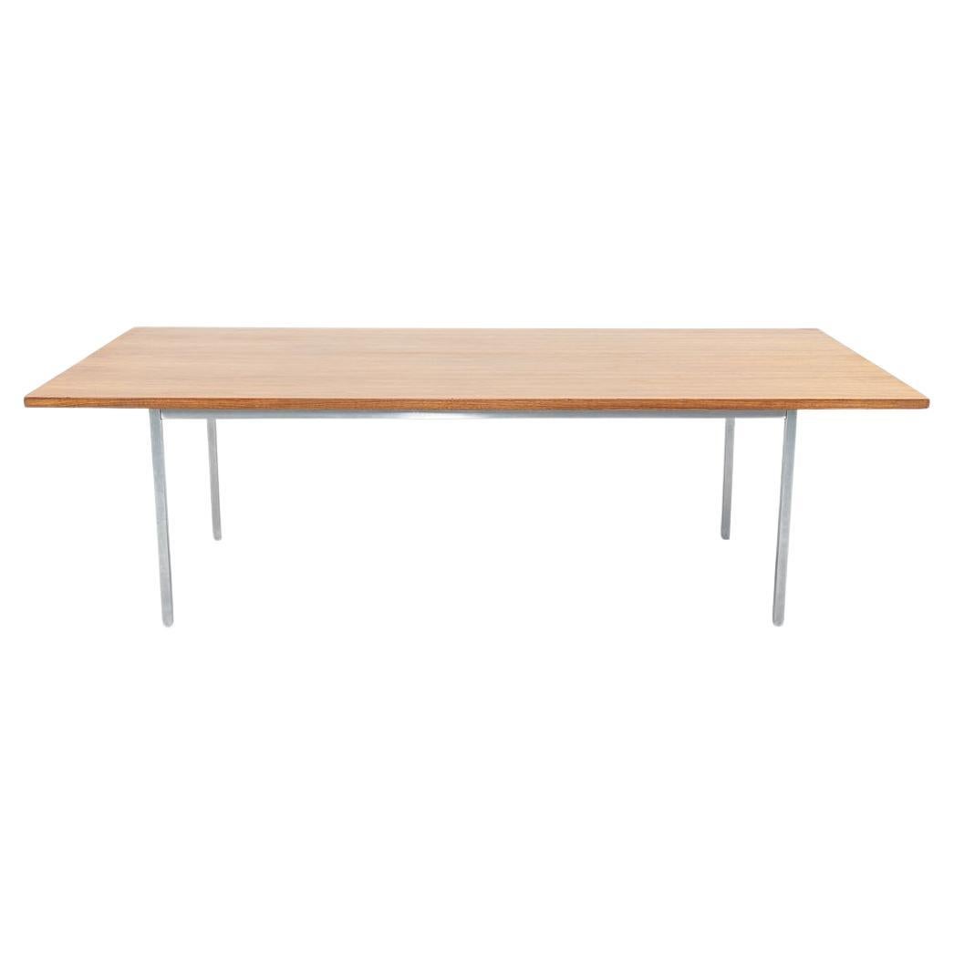 1960s Florence Knoll Walnut Dining / Conference Table Chromed Steel Legs 34x72in