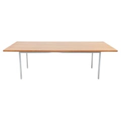 1960 Florence Knoll Mesa de comedor / conferencia de nogal Patas de acero cromado 34x72in