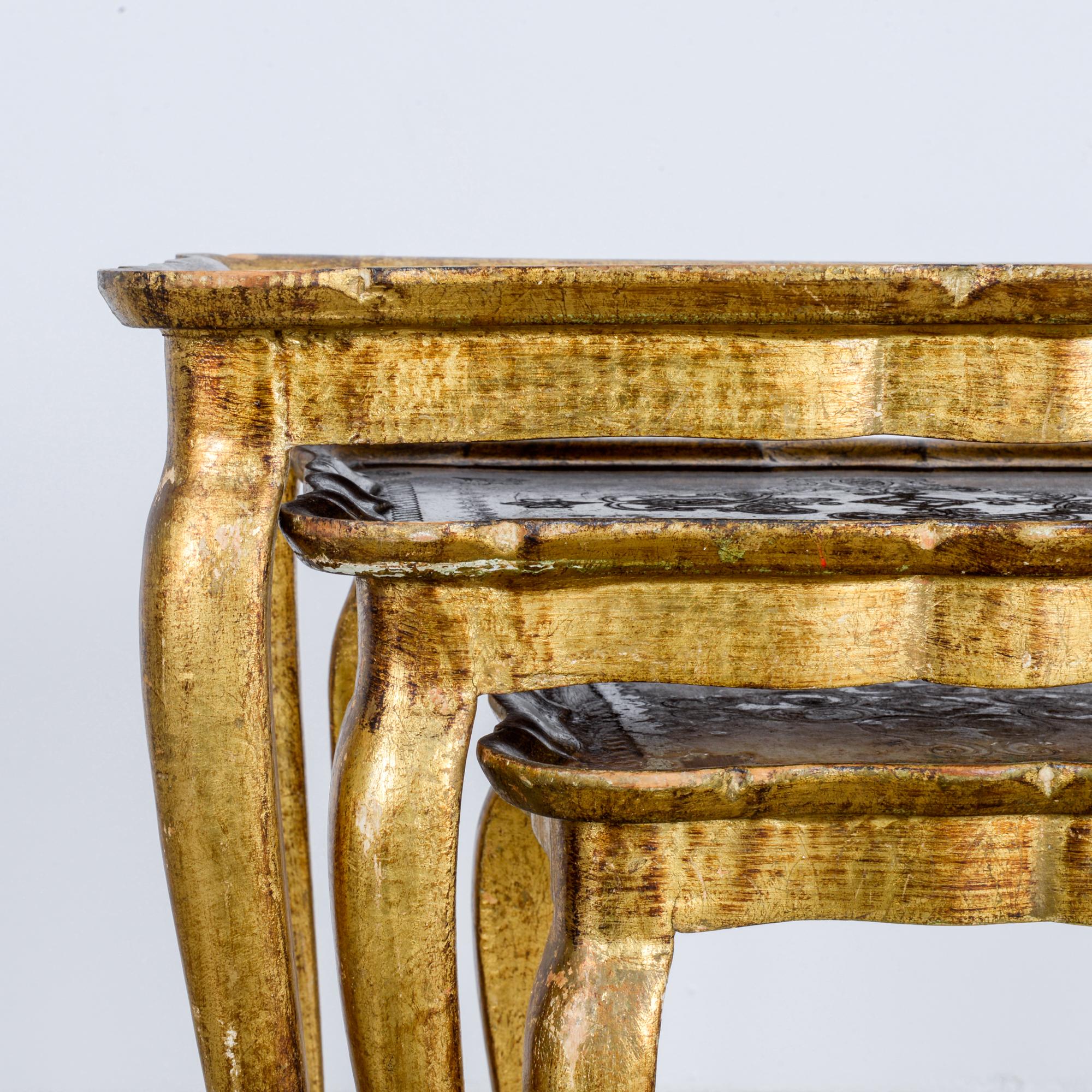 Mid-20th Century 1960s Florentine Style Nesting Tables, Set of Three