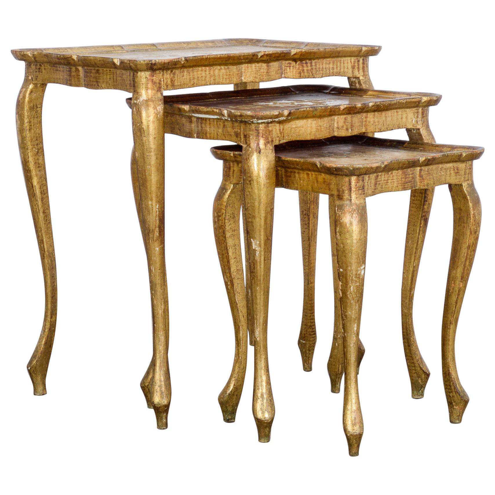 1960s Florentine Style Nesting Tables, Set of Three
