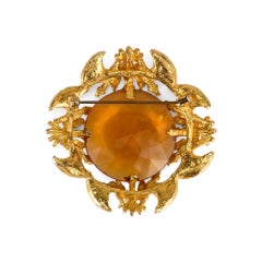 1960s Florenza Cognac Coat of Arms Brooch