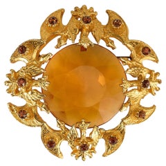 1960s Florenza Cognac Coat of Arms Brooch