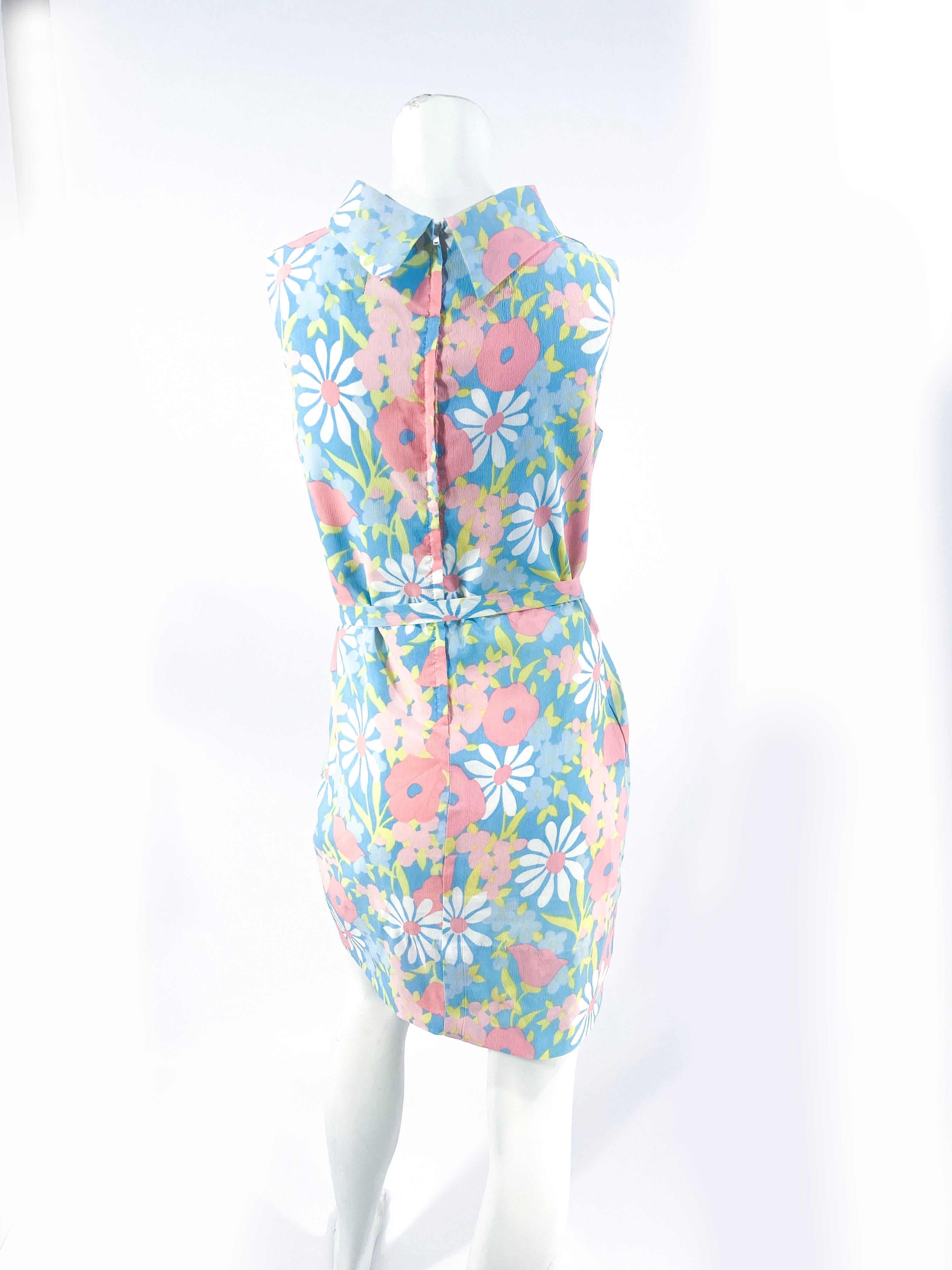 Women's 1960s Flower Printed Shift Dress