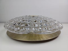 1960's Flush Mount Chandelier in Glass and Brass by Carl Fagerlund for Lyfa