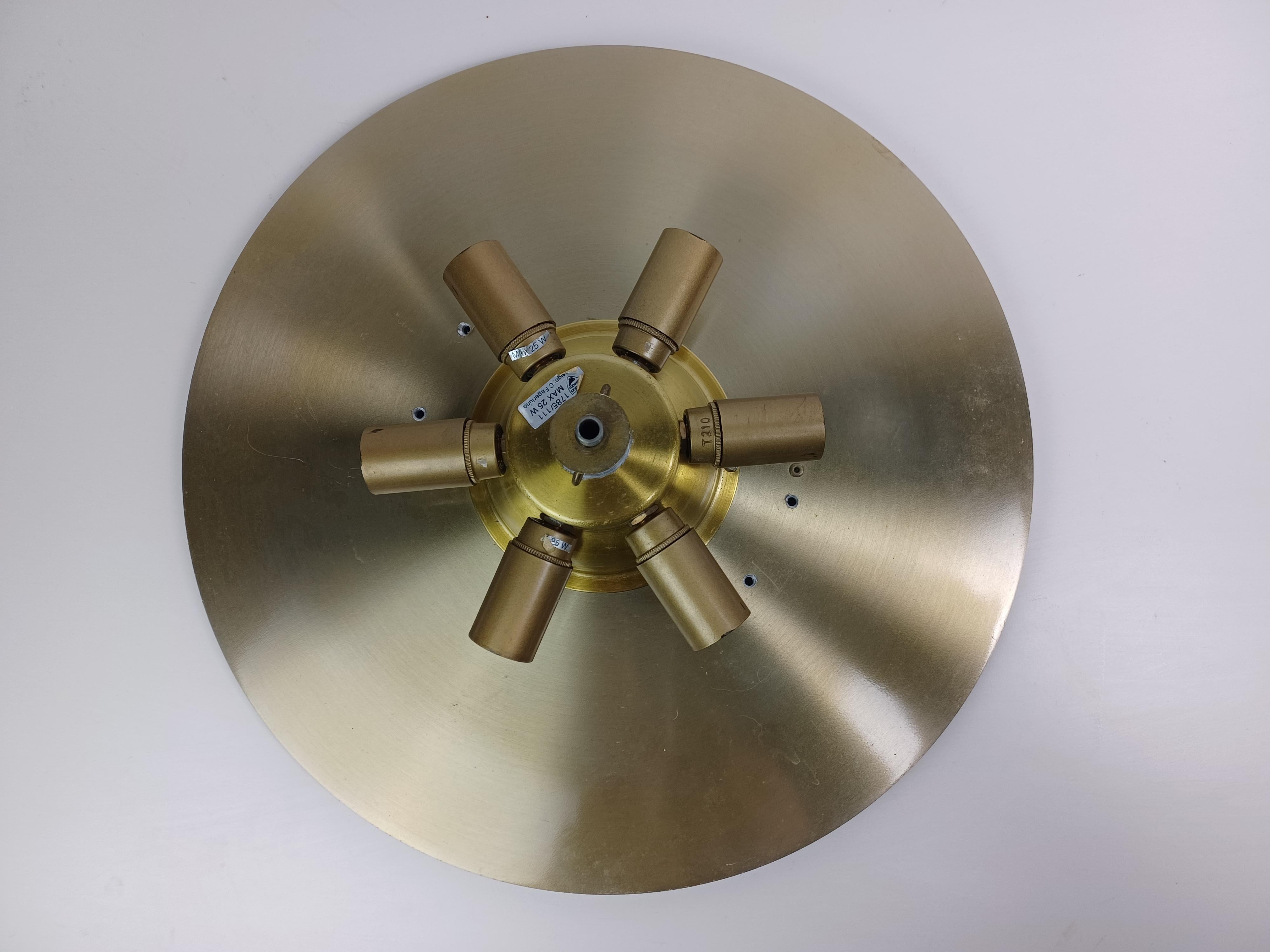 Lustre encastré en verre et laiton des années 1960 par Carl Fagerlund pour Lyfa Bon état - En vente à Knebel, DK