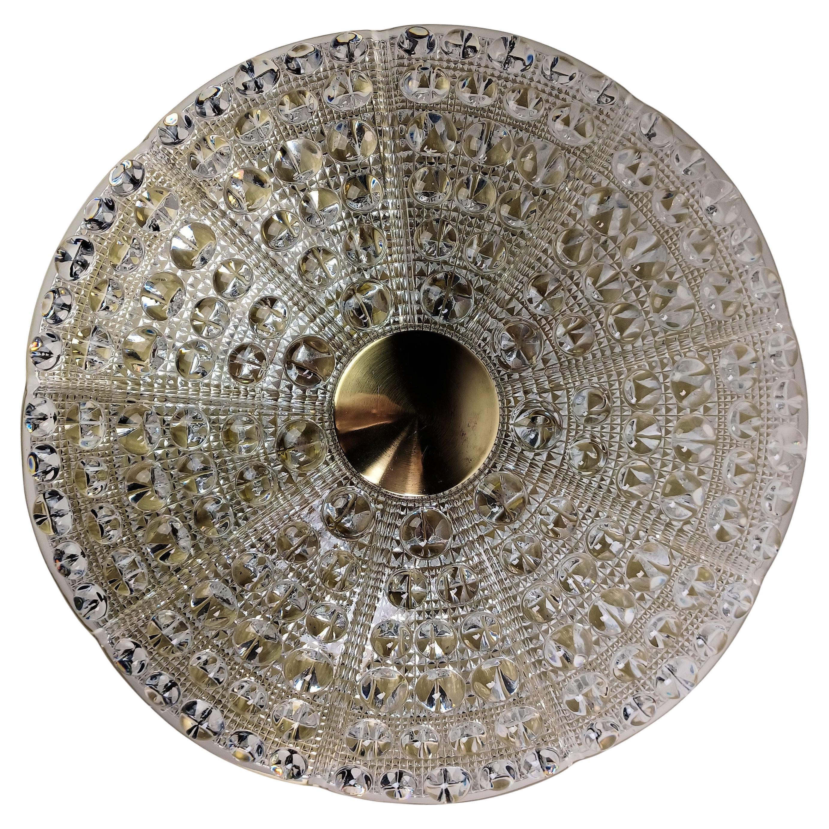 Lámpara empotrada de cristal y latón de los años 60 de Carl Fagerlund para Lyfa