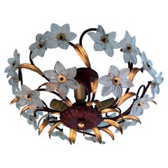 1960s flush mount with Murano glass flowers