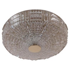1960's Flushmount Chandelier in Glass and Brass by Carl Fagerlund for Lyfa
