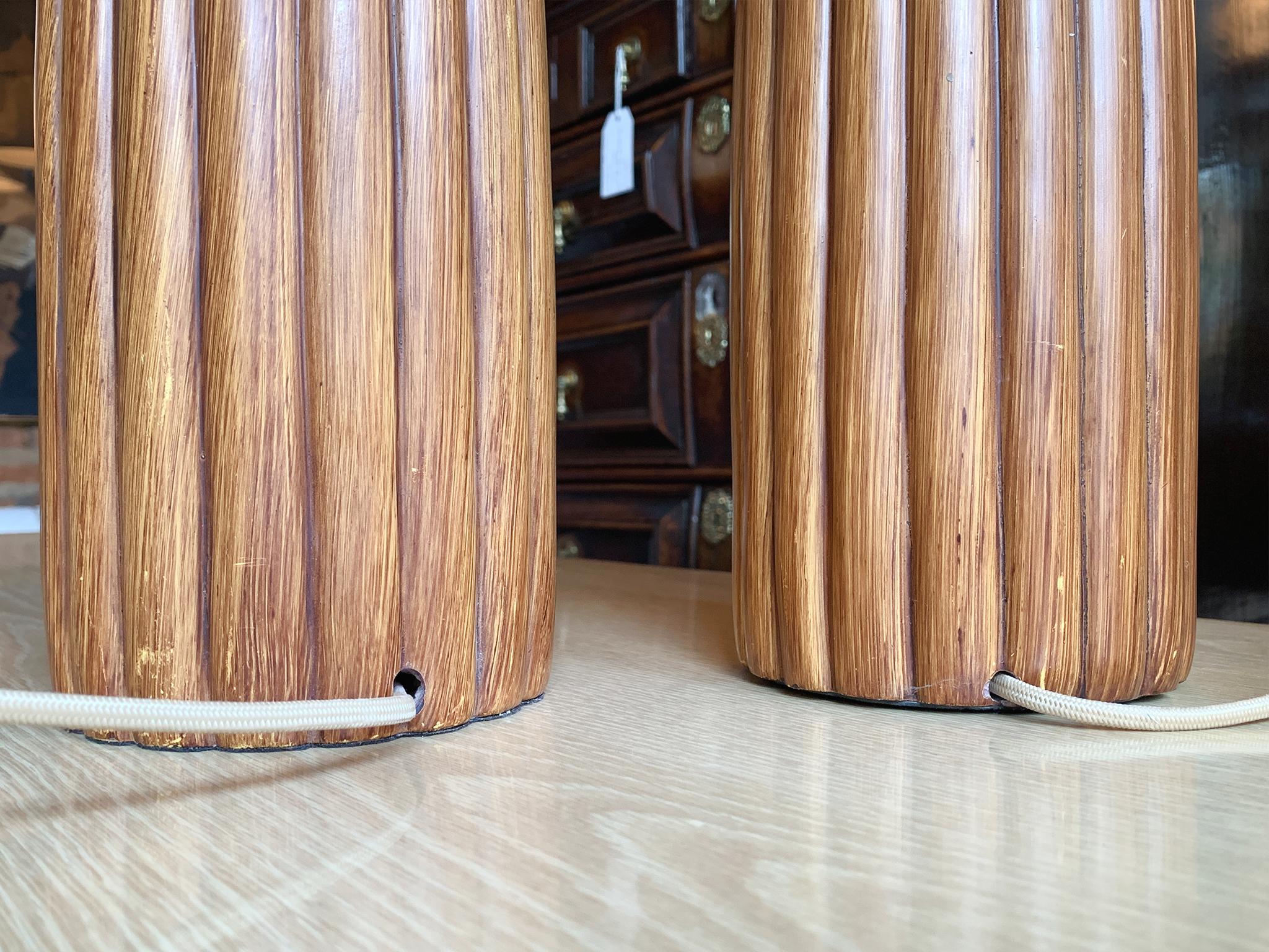 1960s Fluted Teak Table Lamps - a Pair For Sale 6