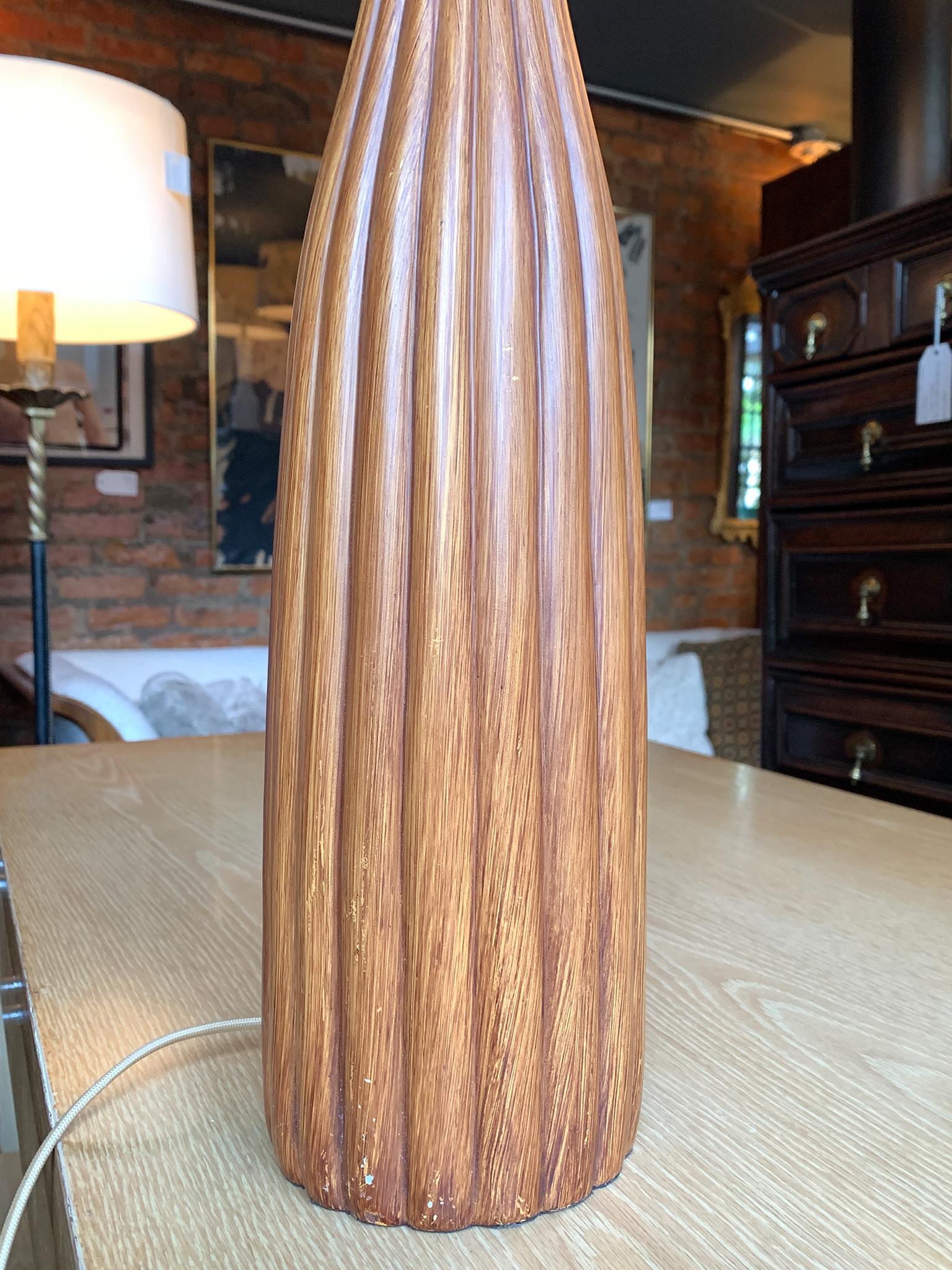 1960s Fluted Teak Table Lamps - a Pair For Sale 3