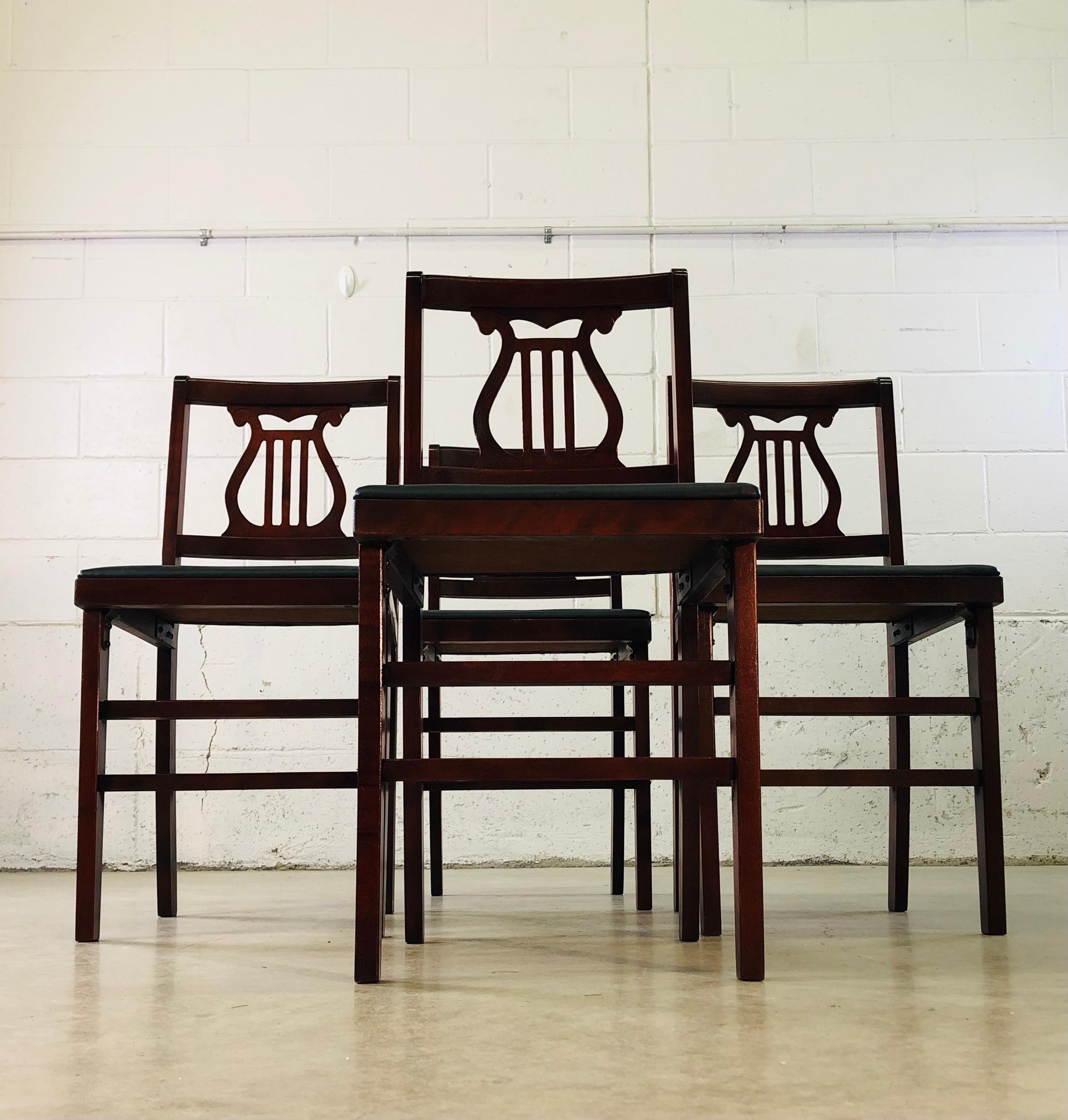 Mid-Century Modern 1960s Folding Mahogany Dining Chairs, Set of 4 For Sale