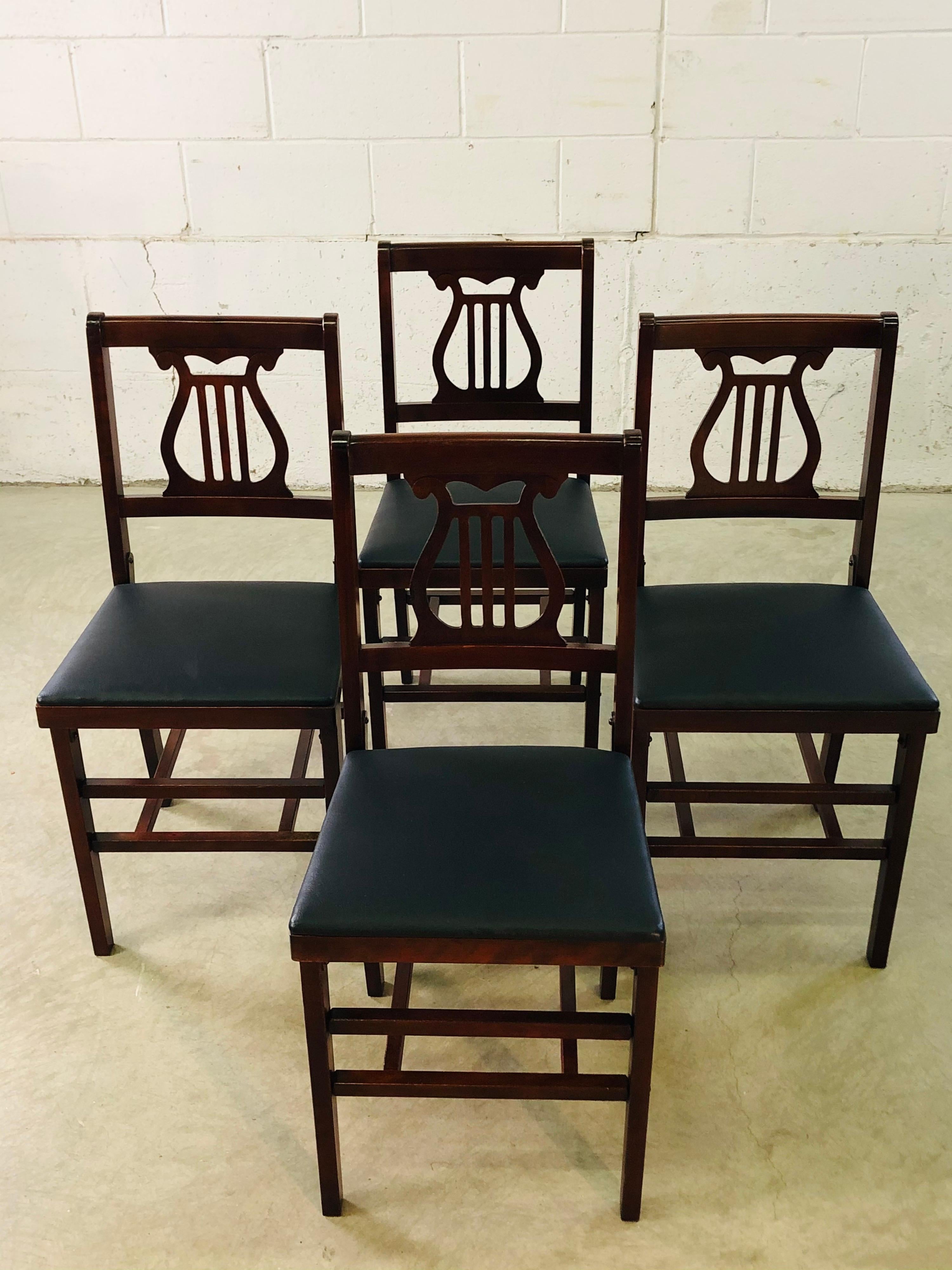 American 1960s Folding Mahogany Dining Chairs, Set of 4 For Sale
