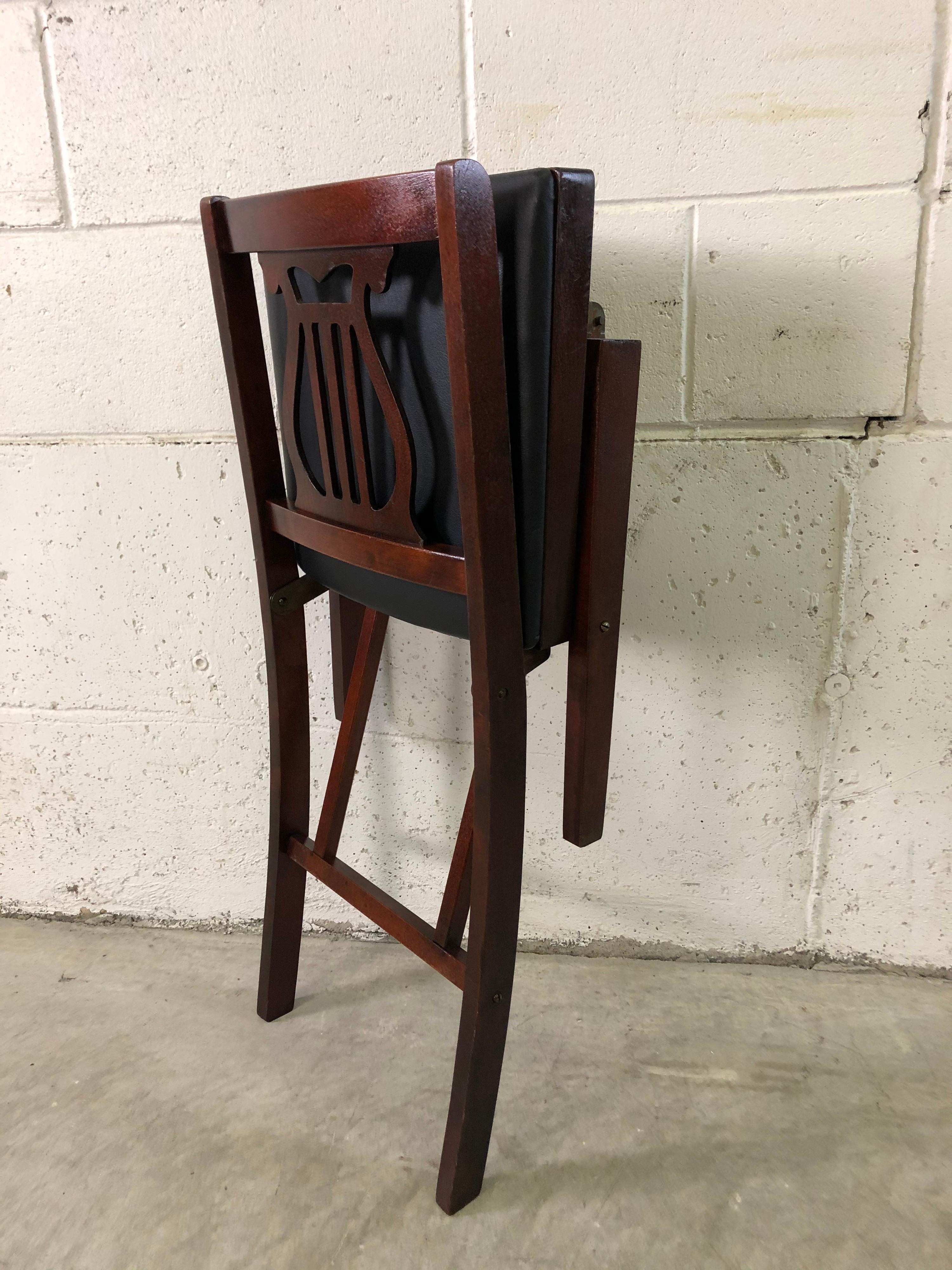 1960s Folding Mahogany Dining Chairs, Set of 4 For Sale 3