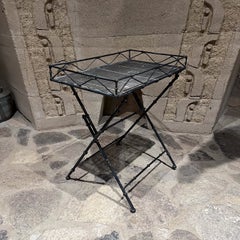 1960s Folding Side Tray Table Faux Bamboo and Iron