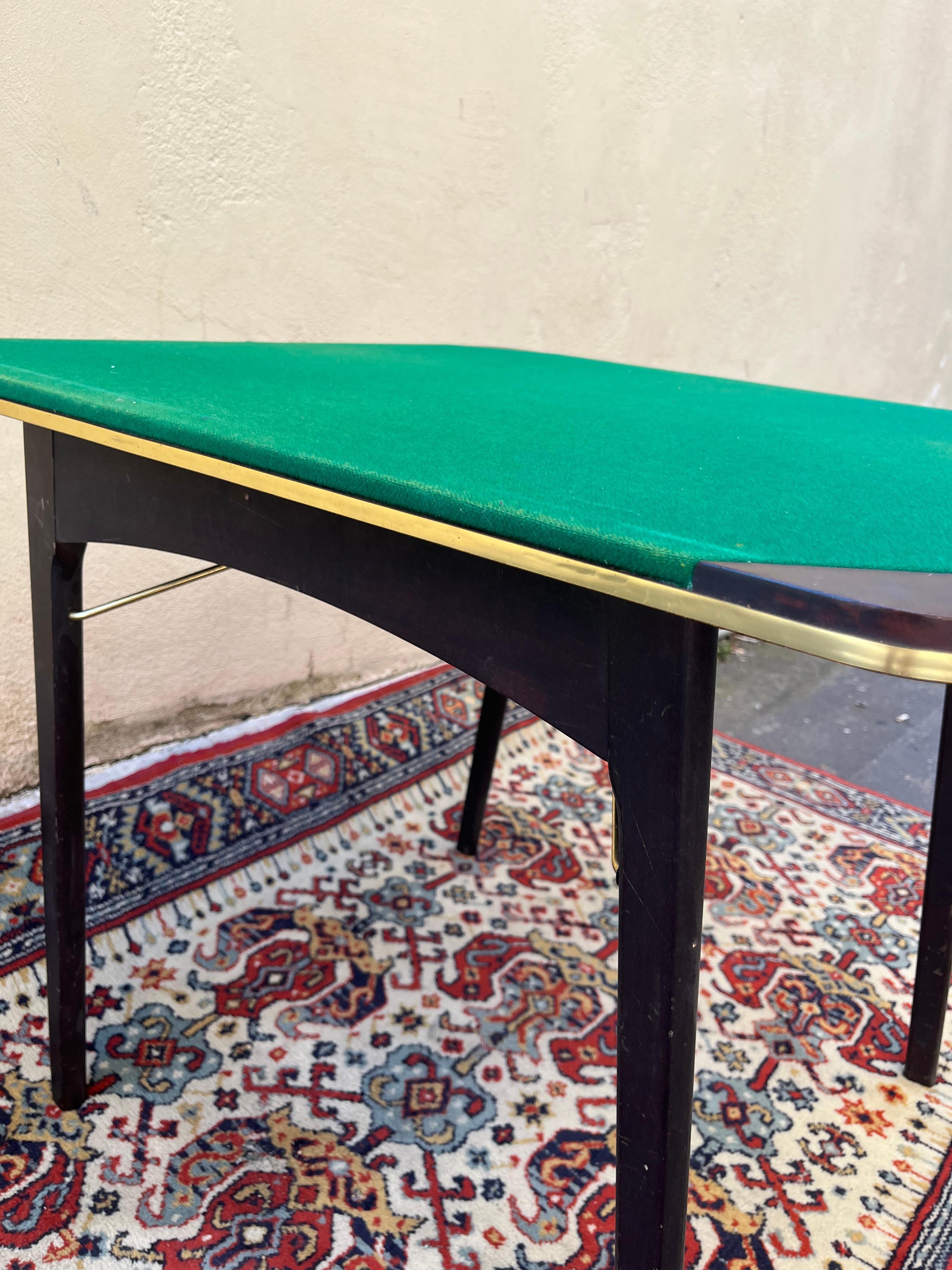 1960s folding wood and fabric game table For Sale 4