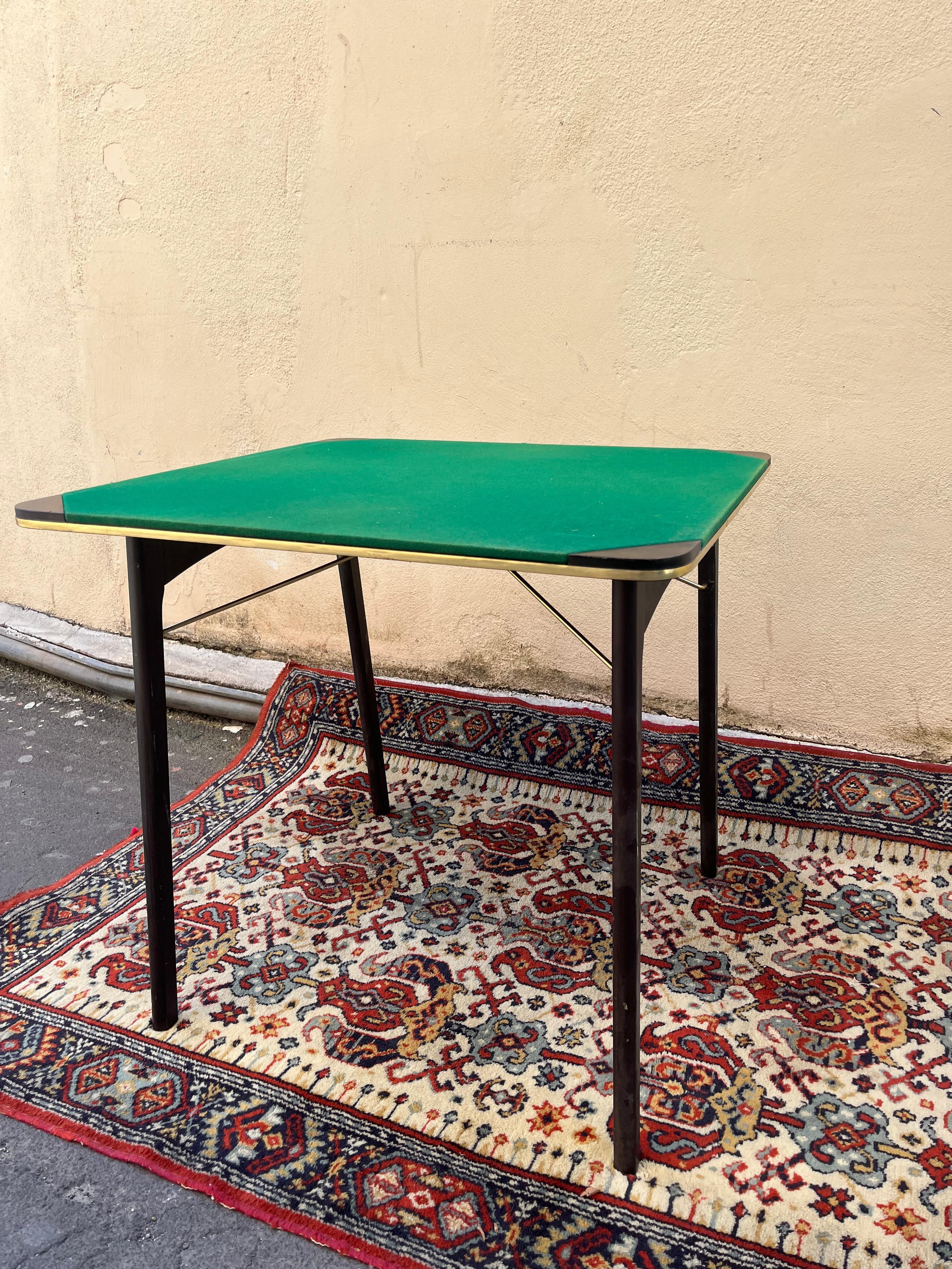 Mid-20th Century 1960s folding wood and fabric game table For Sale