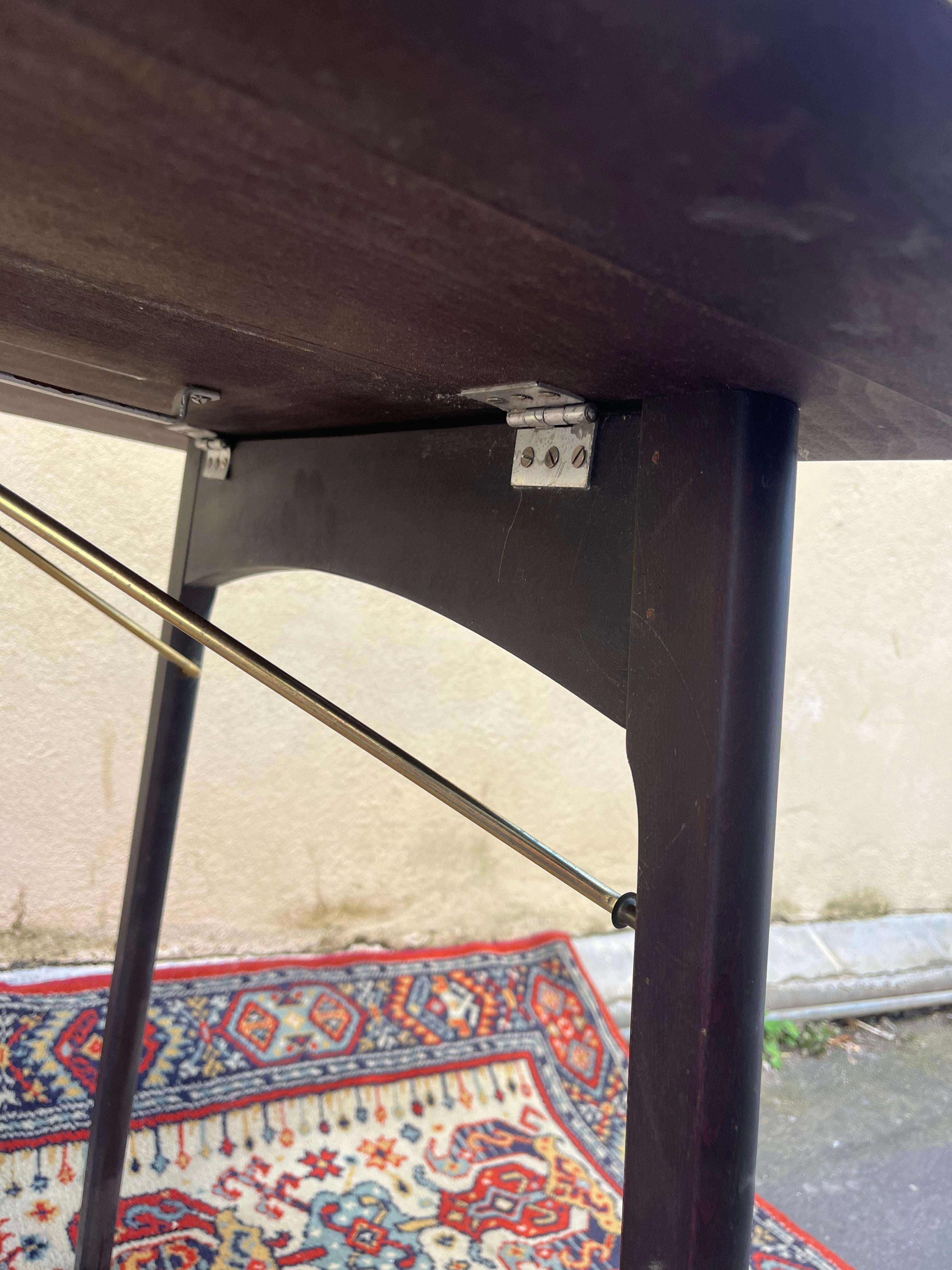 1960s folding wood and fabric game table For Sale 1