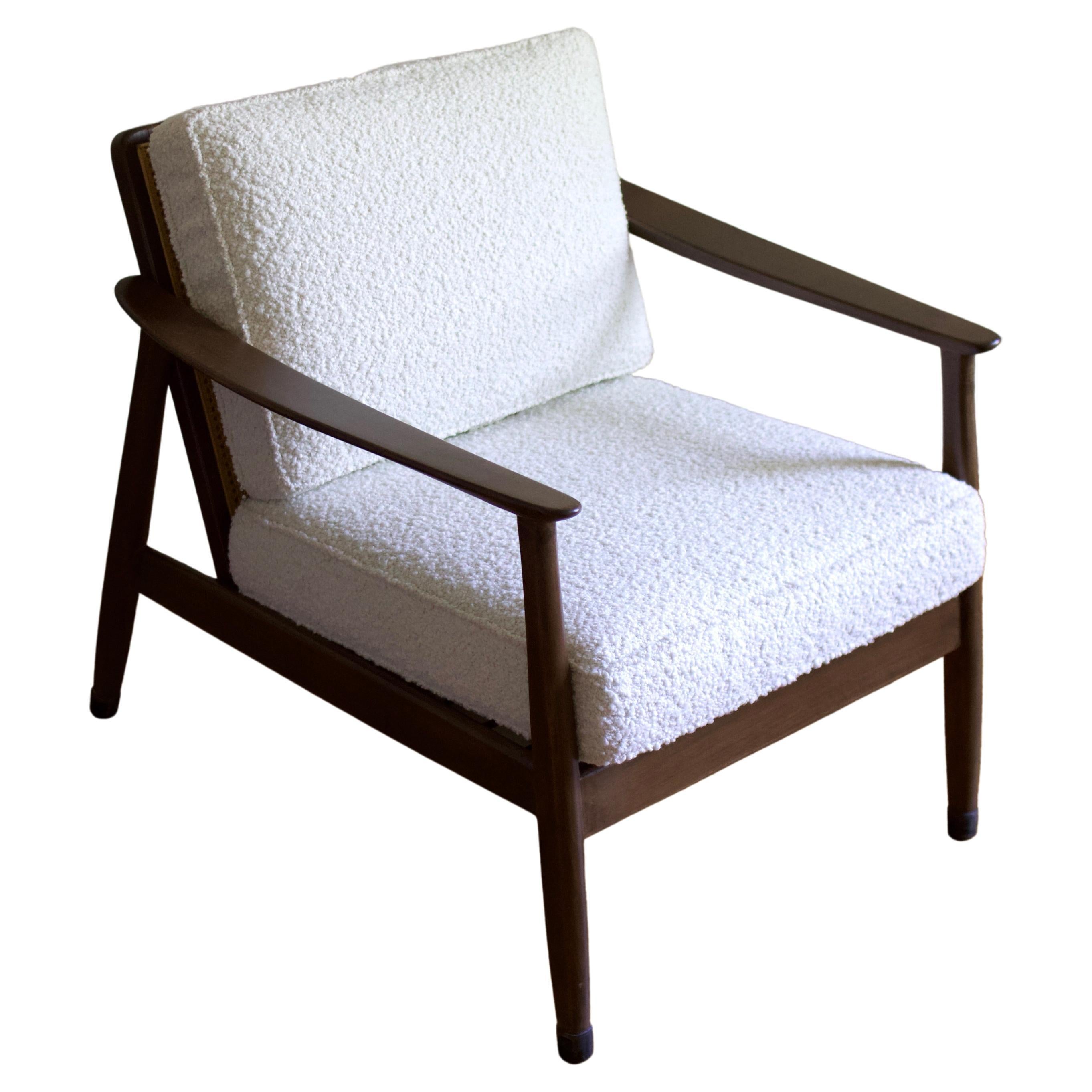 Folke Ohlsson fauteuil en teck et rotin pour Dux, années 1960 en vente