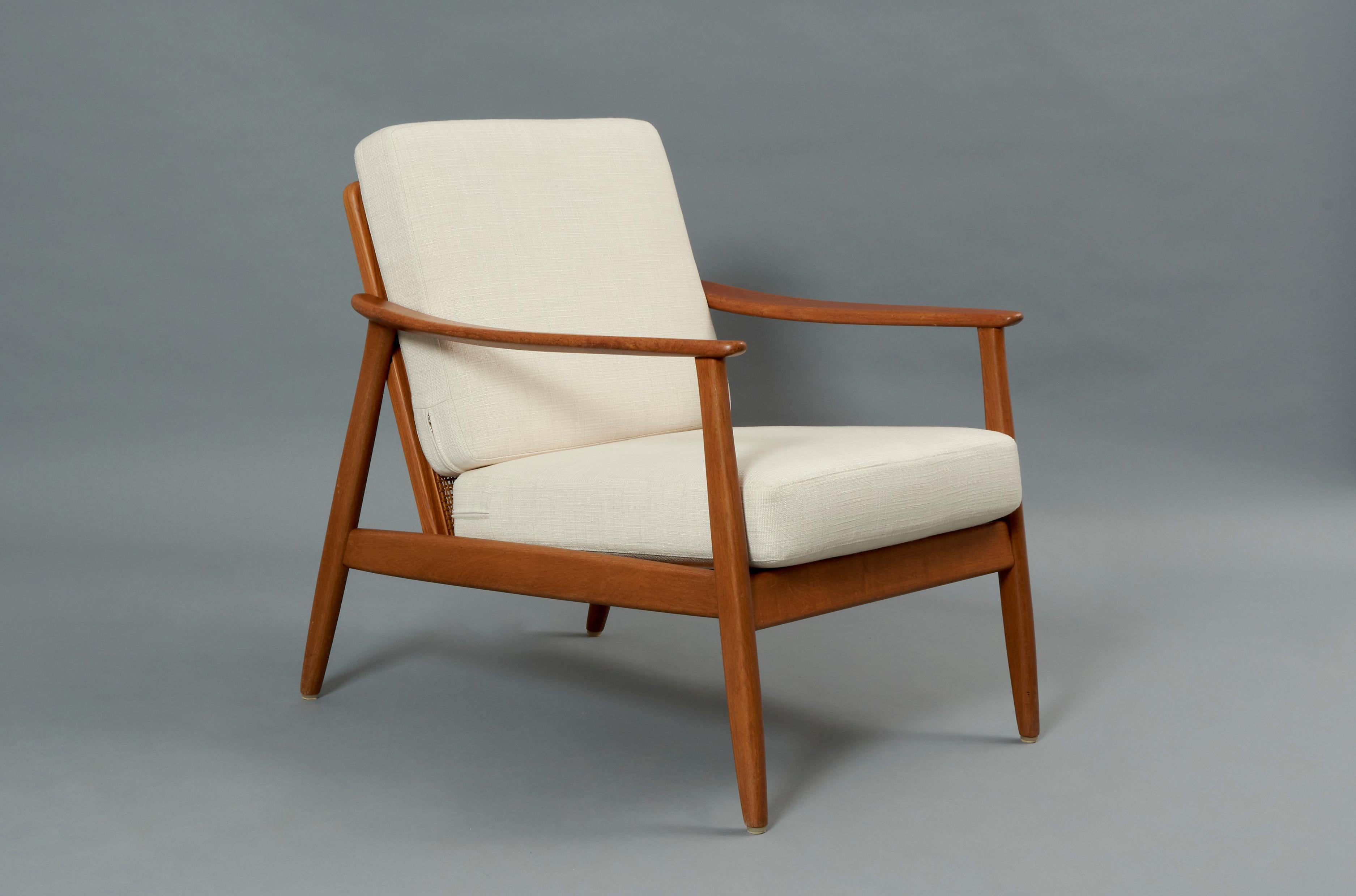 Mid-Century Modern 1960s Folke Ohlsson Teak and Rattan Armchair For Sale