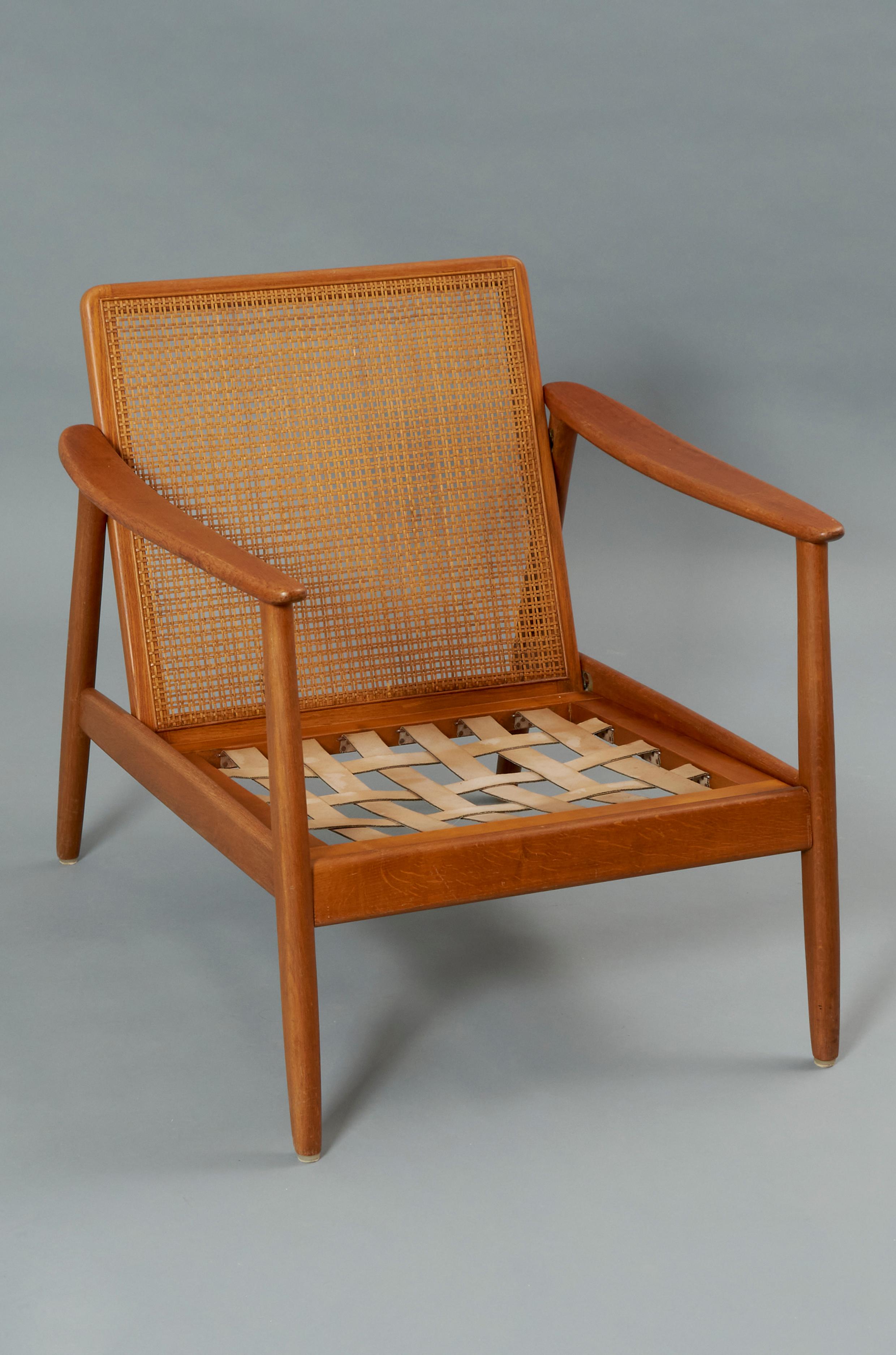 1960s Folke Ohlsson Teak and Rattan Armchair In Good Condition For Sale In Madrid, ES