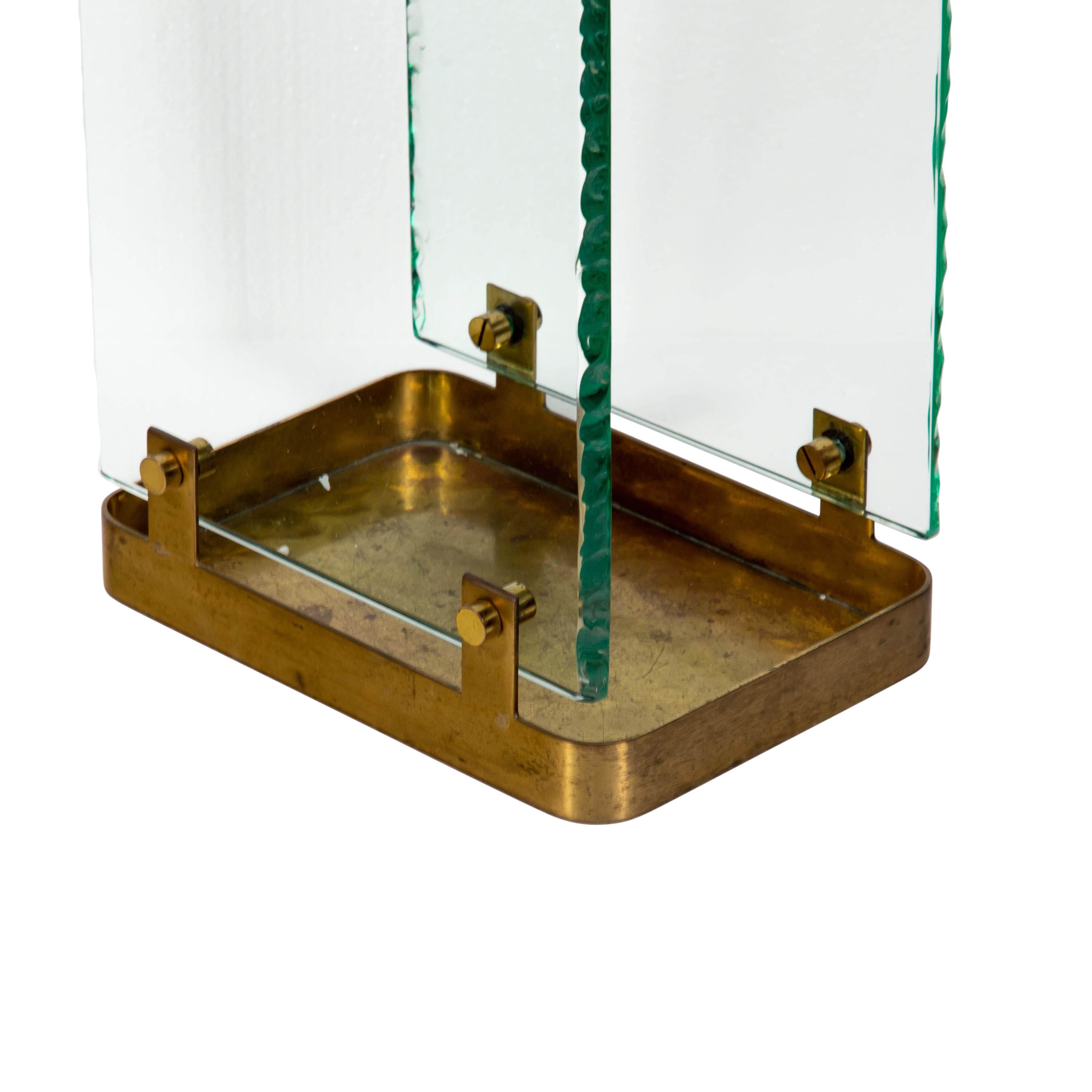 Italian 1960s Fontana Arte Brass and Clear Glass Umbrella Stand Design by Max Ingrand