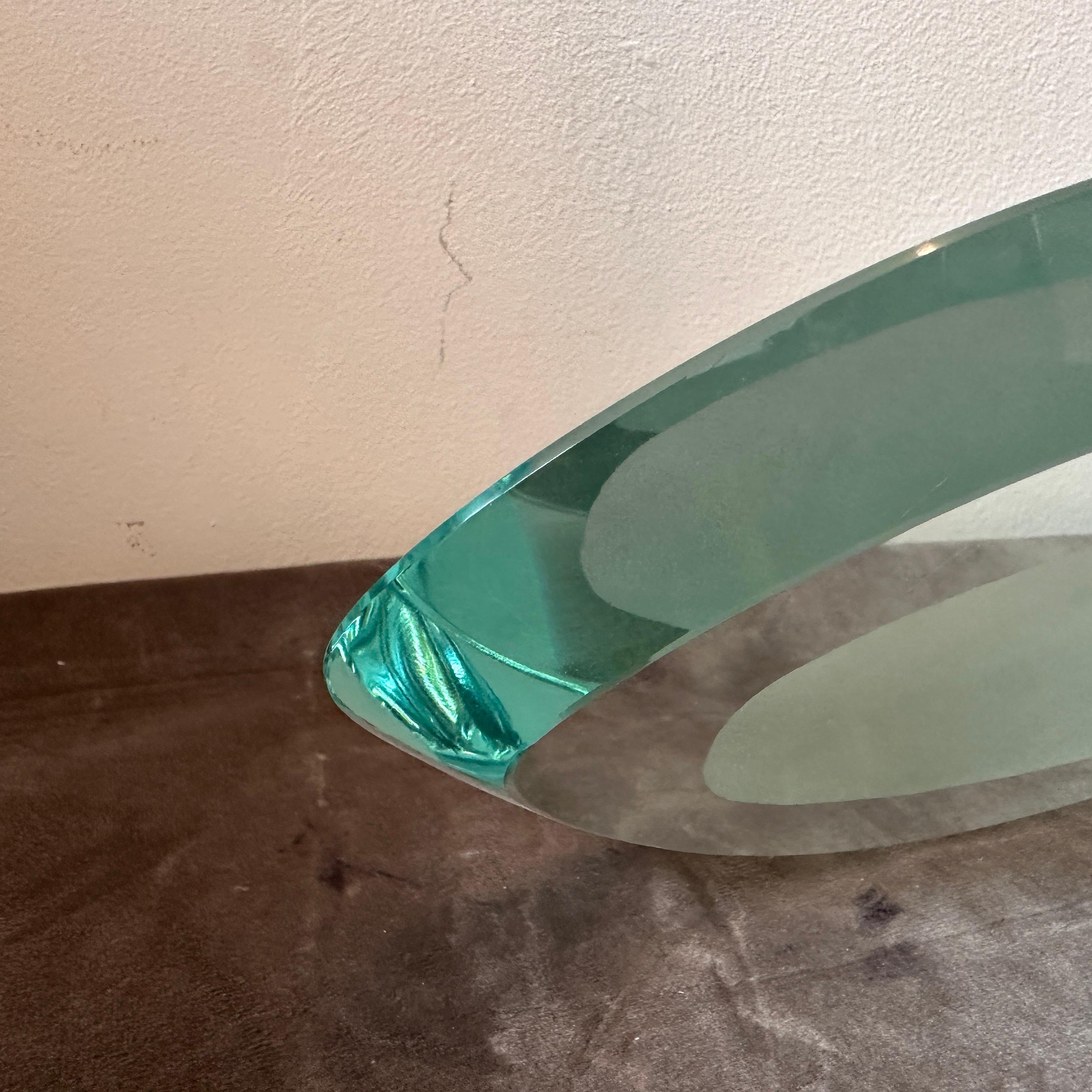 1960s Fontana Arte Style Heavy Glass and Steel Space Age Italian Wall Sconce For Sale 4