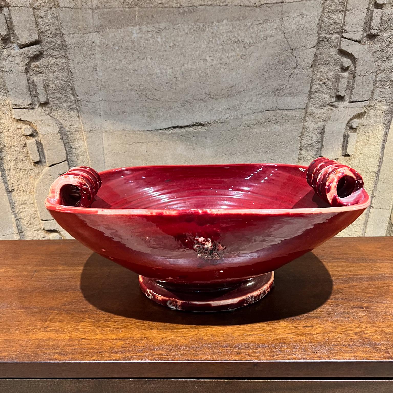 1960s Fortunata Tuscany Pottery Sculptural Red Bowl Made in Italy For Sale 2