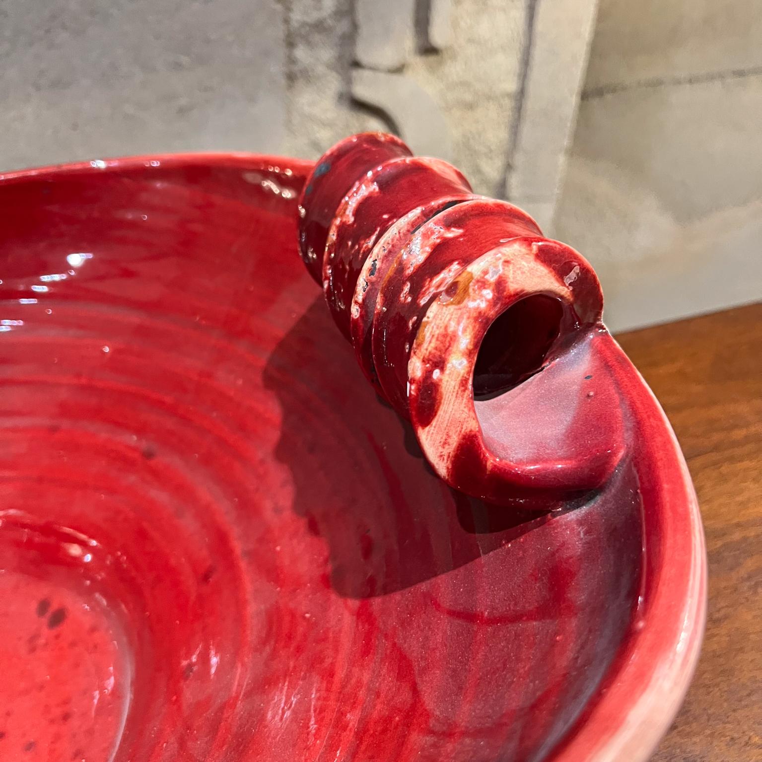 Italian 1960s Fortunata Tuscany Pottery Sculptural Red Bowl Made in Italy For Sale