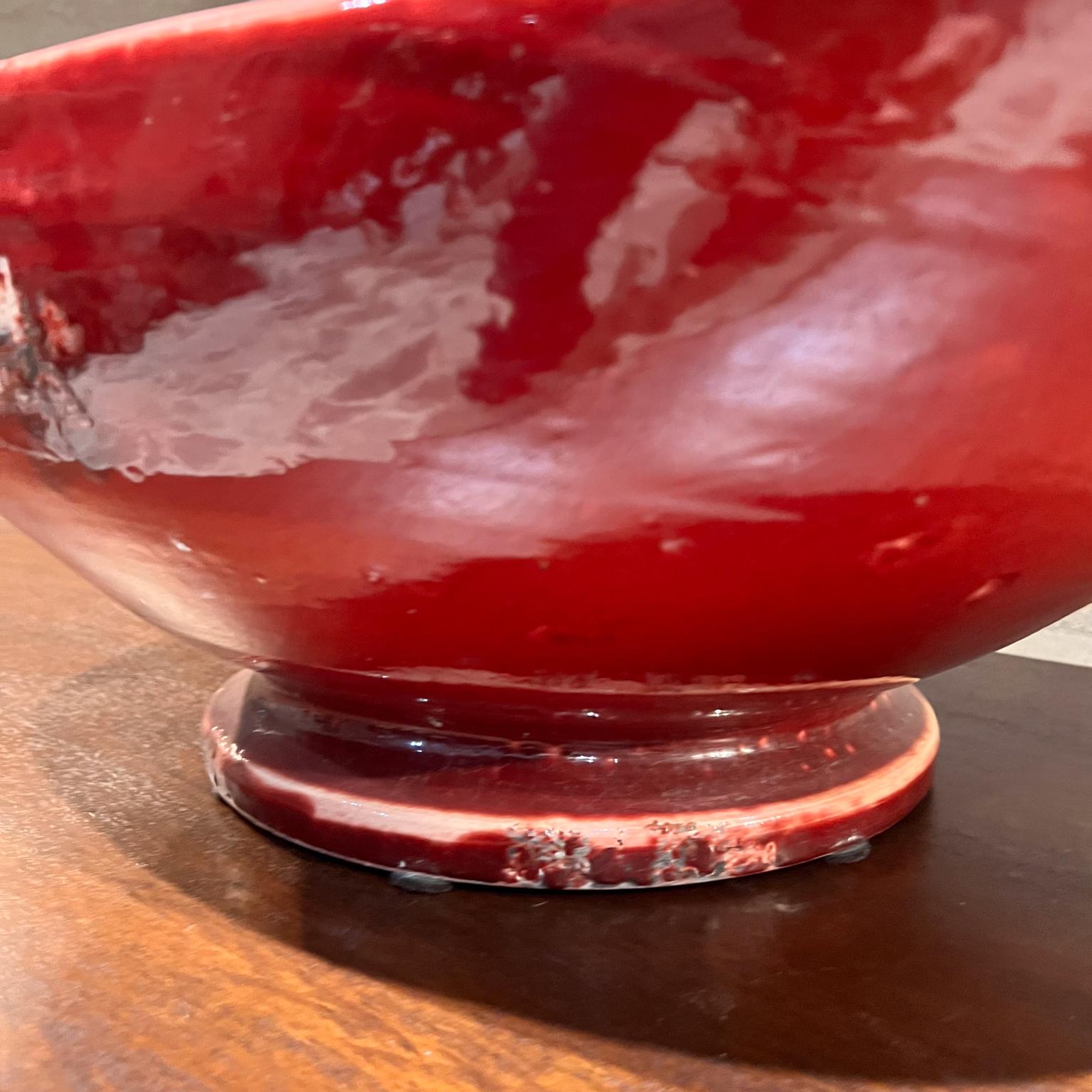 1960s Fortunata Tuscany Pottery Sculptural Red Bowl Made in Italy In Good Condition For Sale In Chula Vista, CA
