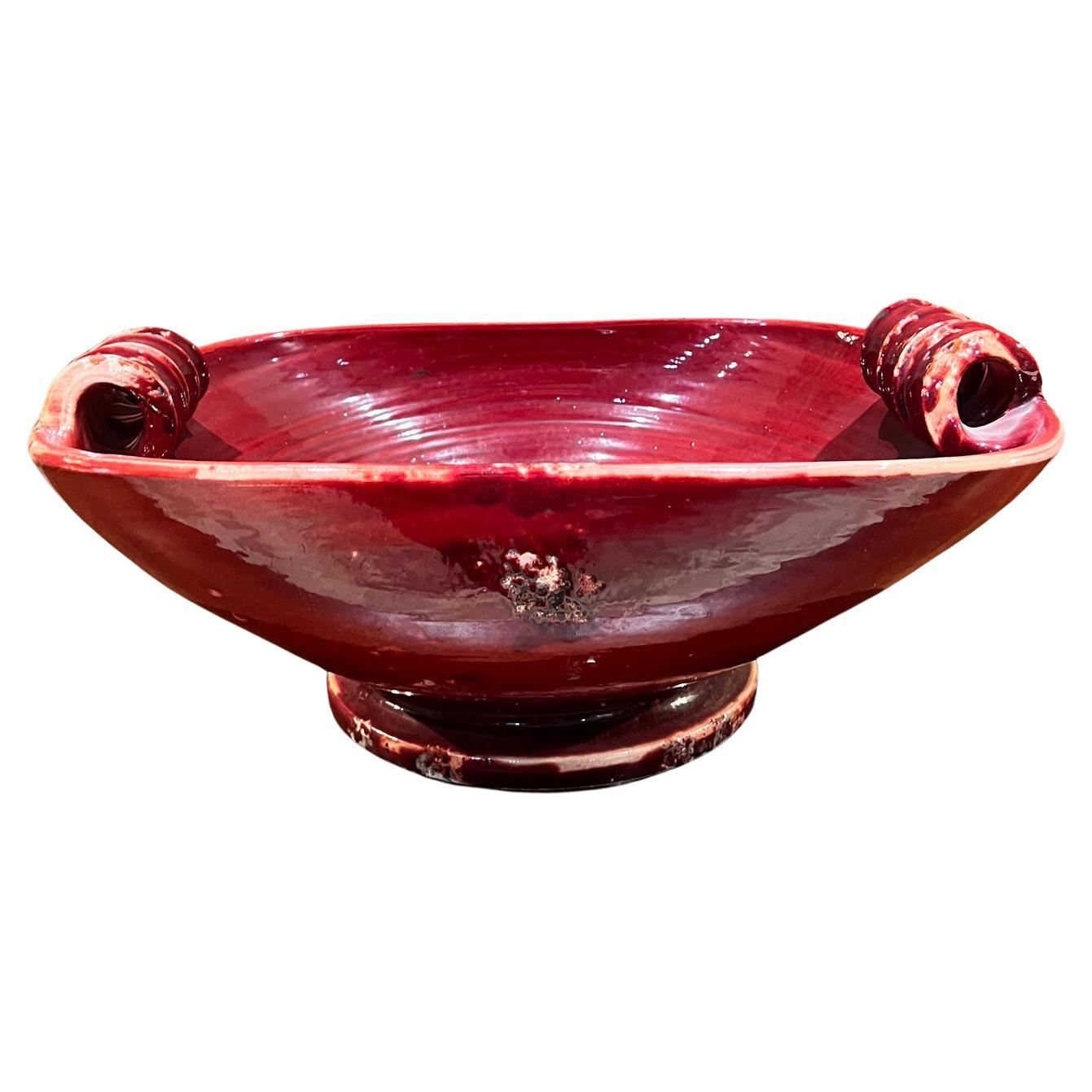 1960s Fortunata Tuscany Pottery Sculptural Red Bowl Made in Italy For Sale