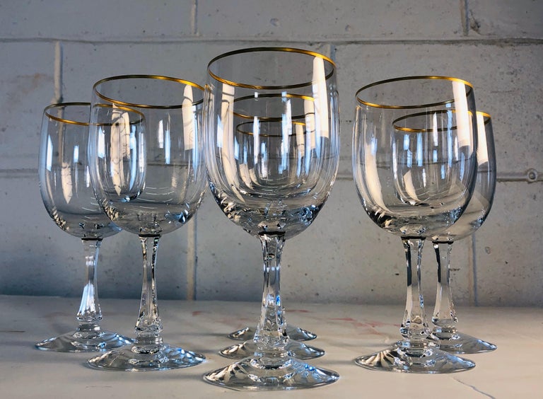 1980s Castor Cooper Pewter Stem Wine Glasses- Set of 6