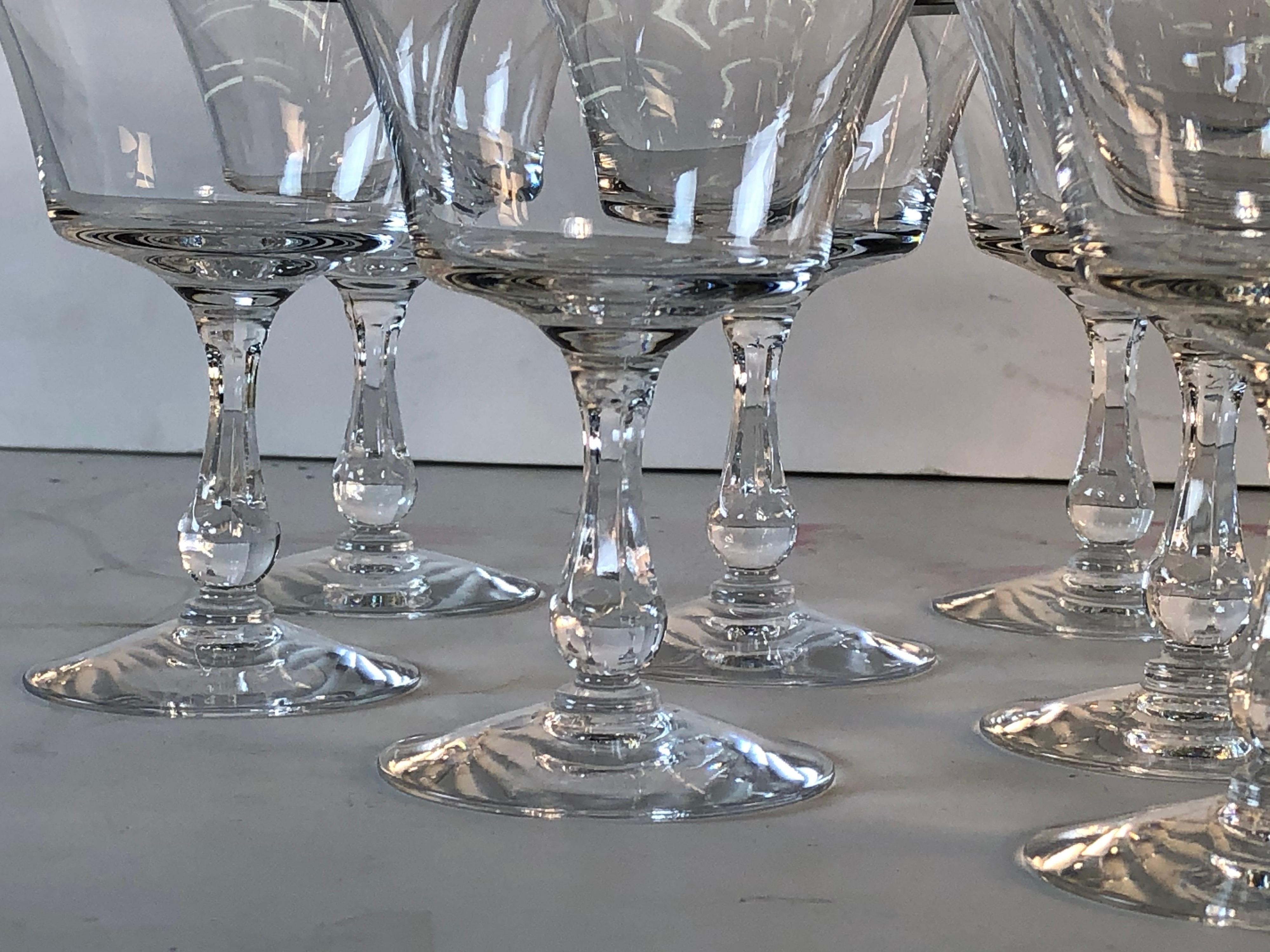 1960s Fostoria Platinum Rim Coupe Stems, Set of 11 In Good Condition For Sale In Amherst, NH