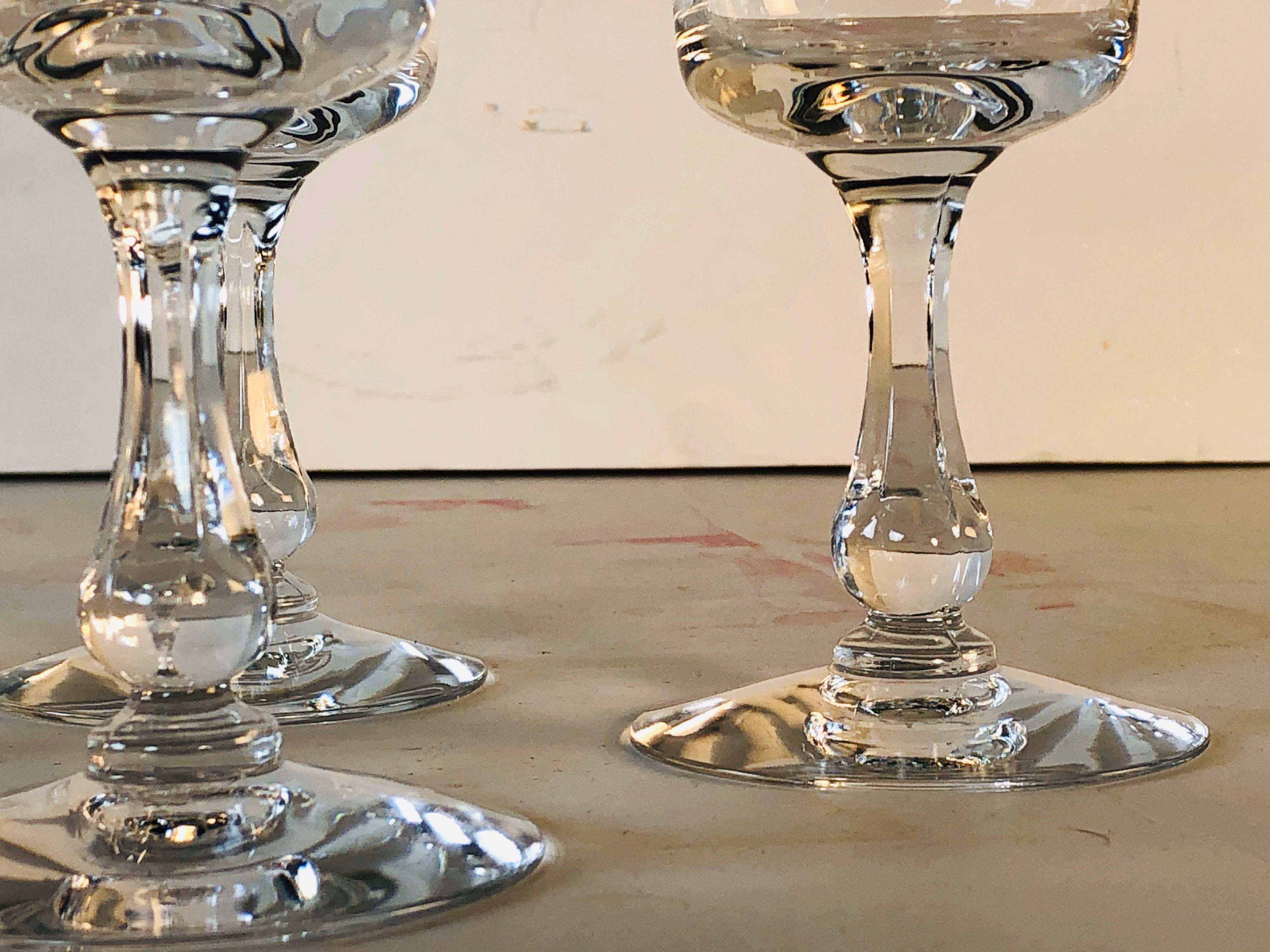 American 1960s Fostoria Platinum Rim Large Wine Stems, Set of 4