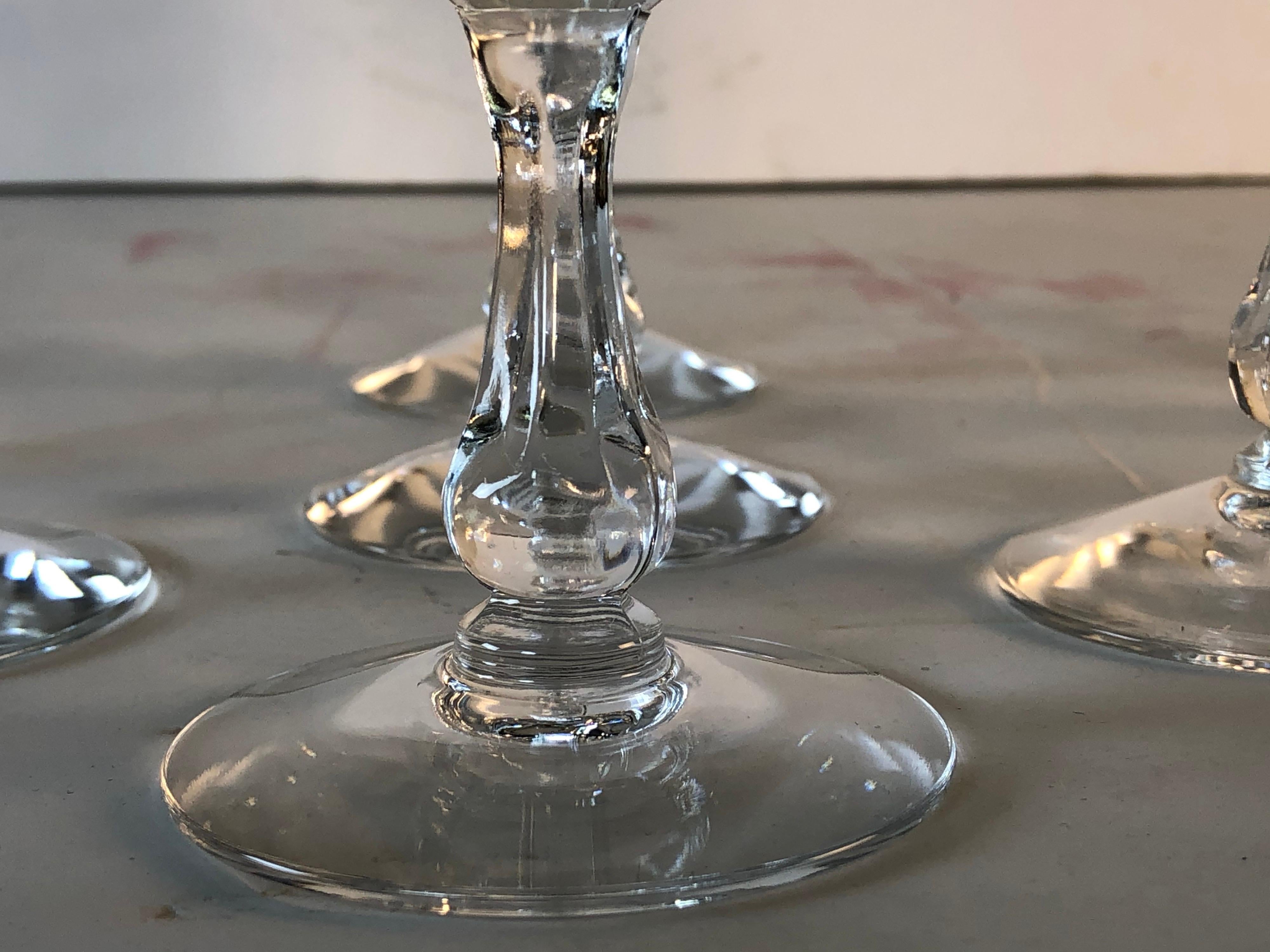 20th Century 1960s Fostoria Platinum Rim Small Wine Glass Stems, Set of 9 For Sale