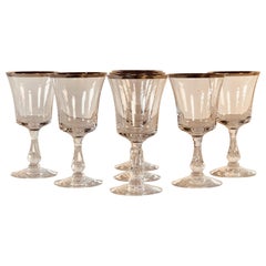 1960s Fostoria Platinum Rim Small Wine Glass Stems, Set of 9
