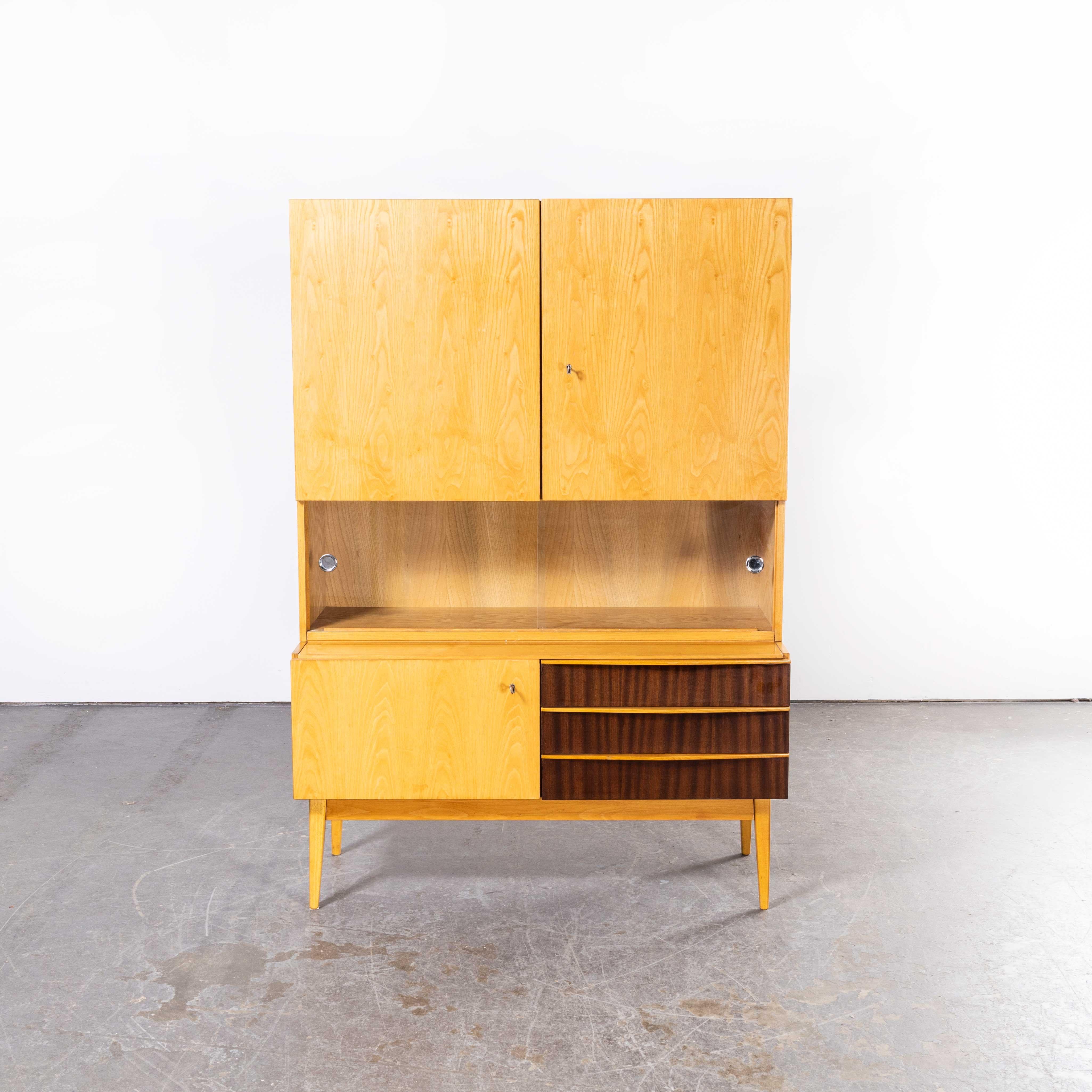 1960's Four Door Birch Two Tone Cabinet, Nabytek Czech For Sale 11