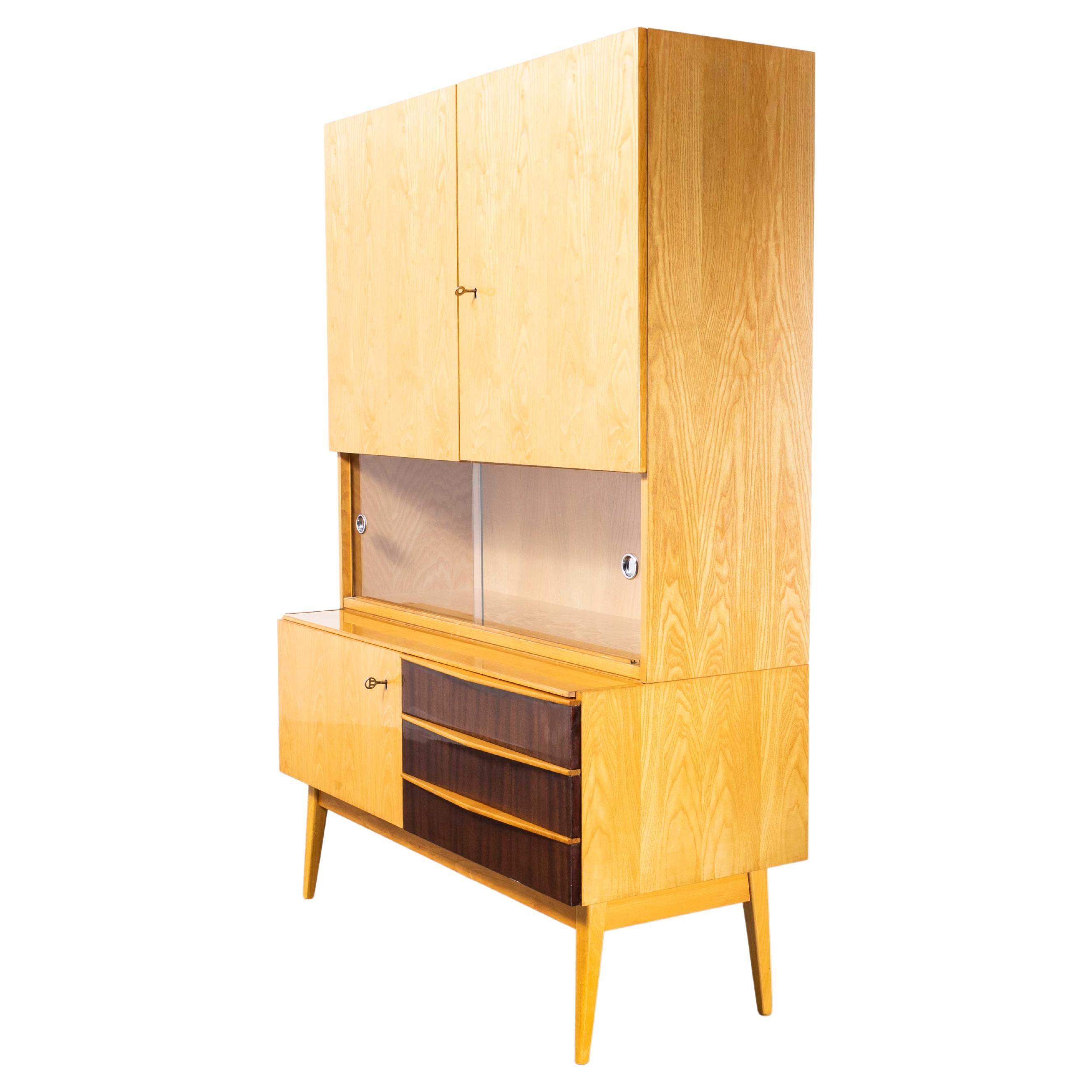 1960's Four Door Birch Two Tone Cabinet, Nabytek Czech For Sale