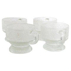 Quatre tasses en verre glacé des années 1960, style Tapio Wirkkala Iittala