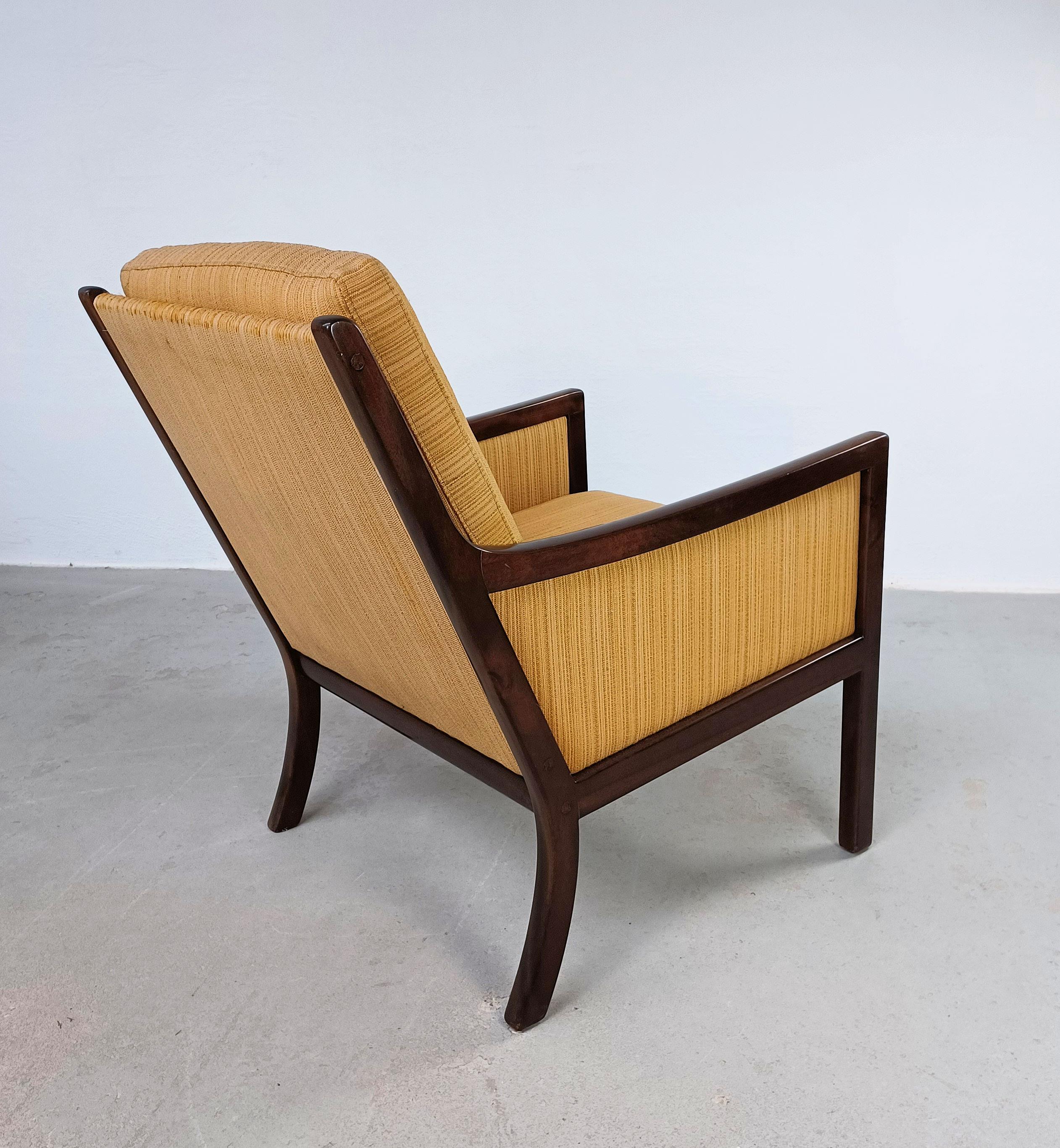1960s Four Fully Restored Ole Wanscher Mahogny Lounge Chairs Custom Upholstery For Sale 1