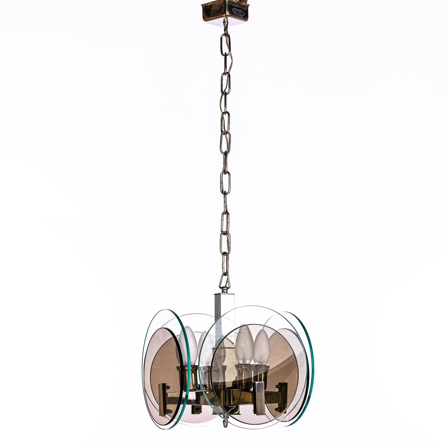 1960's Four Light Pendant Attributed to Veca For Sale 1
